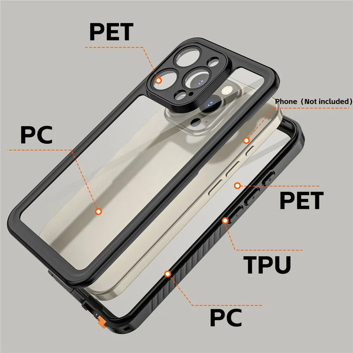 REDPEPPER FS Series For iPhone 16 Pro Max Phone Case IP68 Waterproof Clear Back Panel Phone Cover - 7