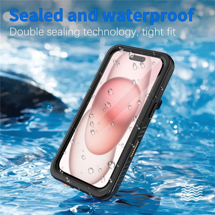 REDPEPPER FS Series For iPhone 16 Cell Phone Case IP68 Waterproof Clear Back Panel Phone Cover - 6