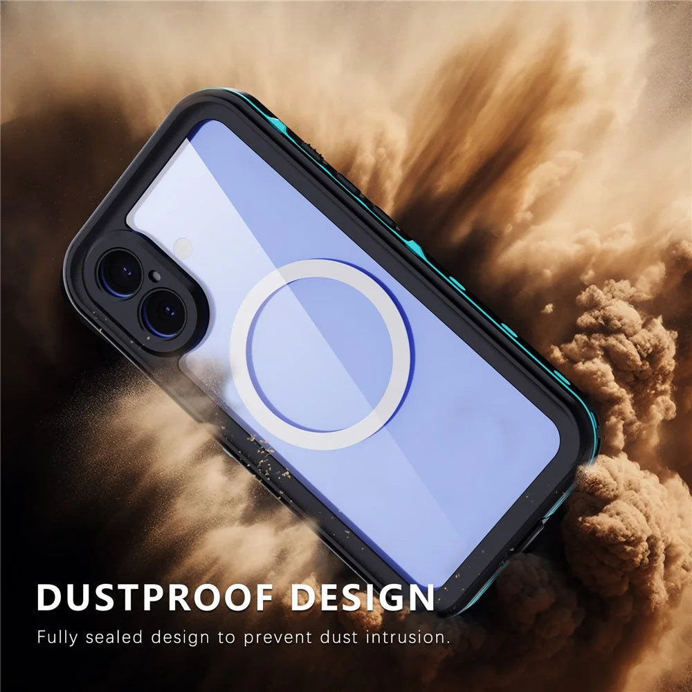 REDPEPPER Dot+ Series For iPhone 16 Phone Case Compatible with MagSafe IP68 Waterproof Clear Phone Cover - Blue - 5
