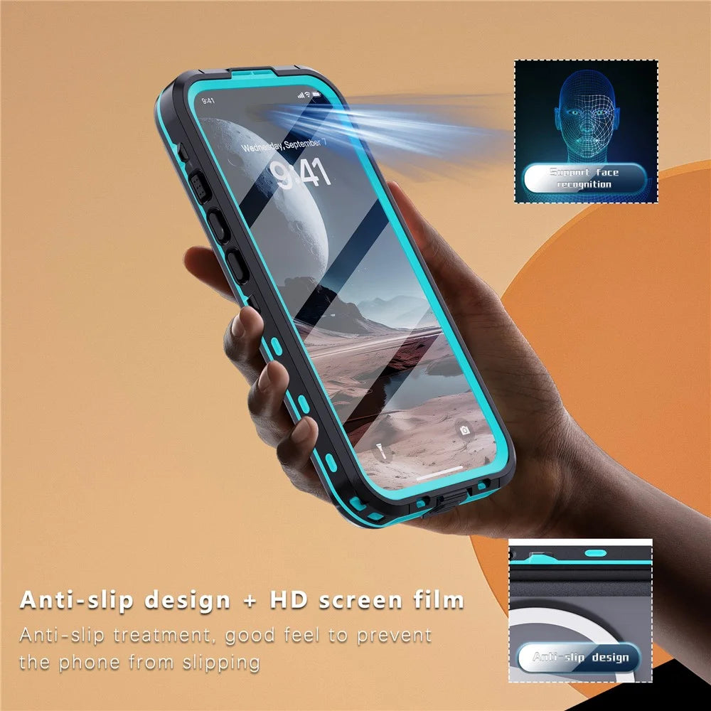 REDPEPPER Dot+ Series For iPhone 16 Phone Case Compatible with MagSafe IP68 Waterproof Clear Phone Cover - Blue - 6