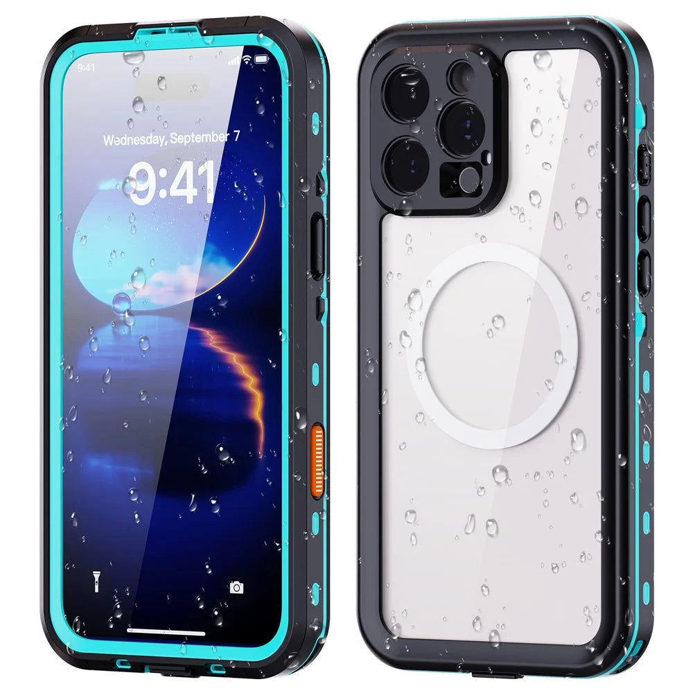 REDPEPPER Dot+ Series For iPhone 16 Pro Max Phone Case Compatible with MagSafe IP68 Waterproof Clear Phone Cover - Blue - 1