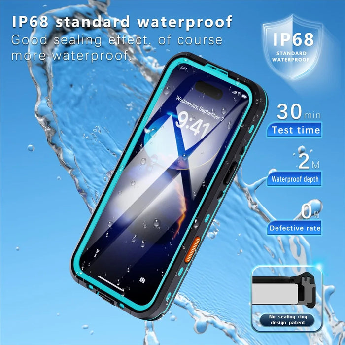 REDPEPPER Dot+ Series For iPhone 16 Pro Max Phone Case Compatible with MagSafe IP68 Waterproof Clear Phone Cover - Blue - 3