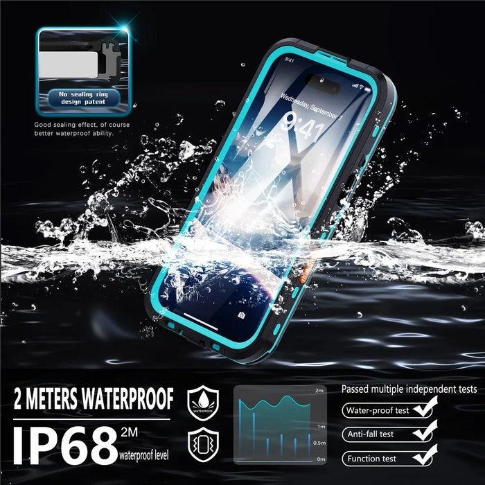 REDPEPPER Dot+ Series For iPhone 16 Plus Phone Case Compatible with MagSafe IP68 Waterproof Clear Phone Cover - Blue - 3