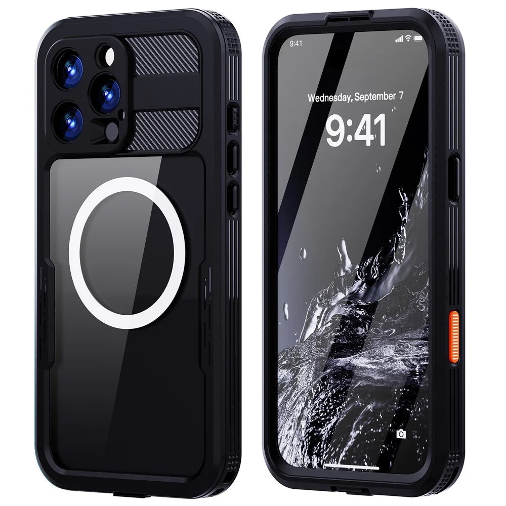 REDPEPPER For iPhone 16 Pro Max Case Compatible with MagSafe IP68 Waterproof Clear Phone Cover - Black - 2