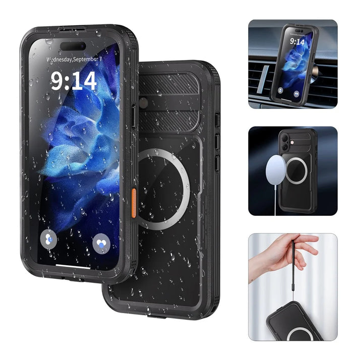 REDPEPPER For iPhone 16 Plus Case Compatible with MagSafe IP68 Waterproof Clear Phone Cover - Black - 1