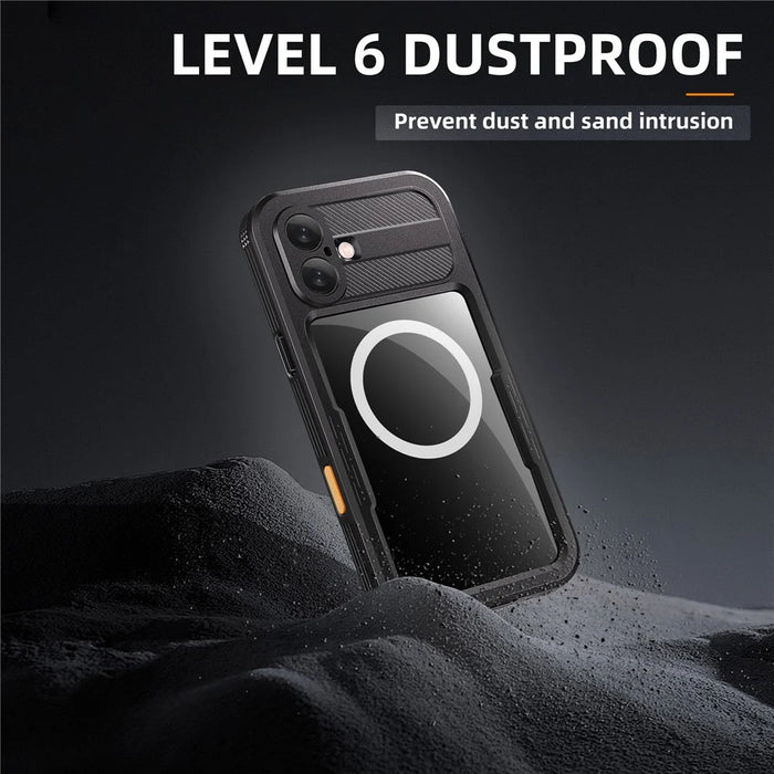 REDPEPPER For iPhone 16 Plus Case Compatible with MagSafe IP68 Waterproof Clear Phone Cover - Black - 7