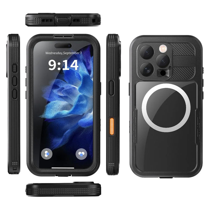 REDPEPPER For iPhone 16 Pro Case Compatible with MagSafe IP68 Waterproof Clear Phone Cover - Black - 2