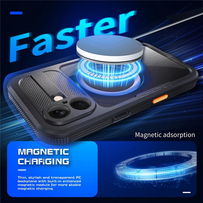 REDPEPPER For iPhone 16 Phone Case Compatible with MagSafe IP68 Waterproof Clear Phone Cover - Black - 3