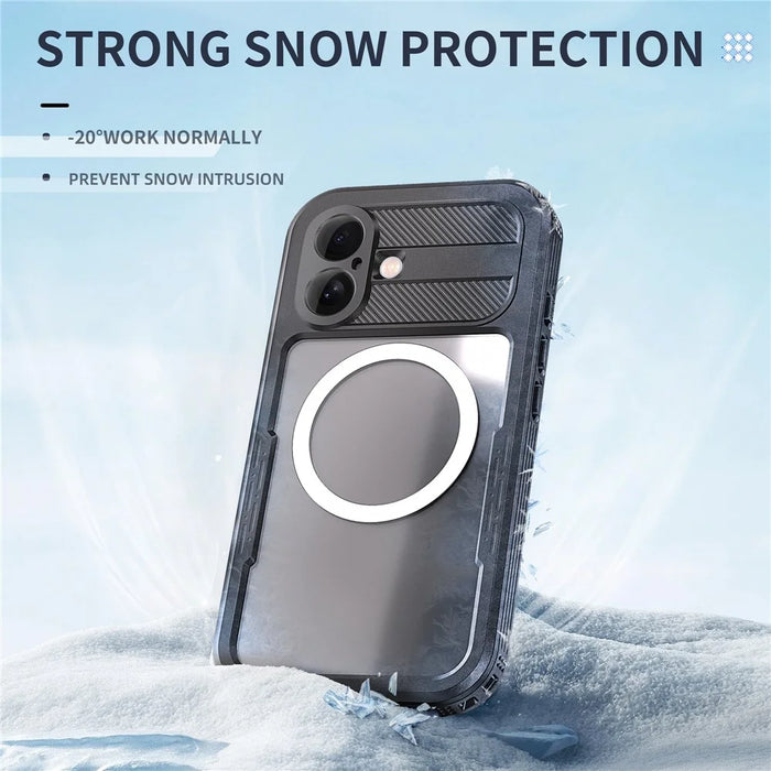 REDPEPPER For iPhone 16 Phone Case Compatible with MagSafe IP68 Waterproof Clear Phone Cover - Black - 5