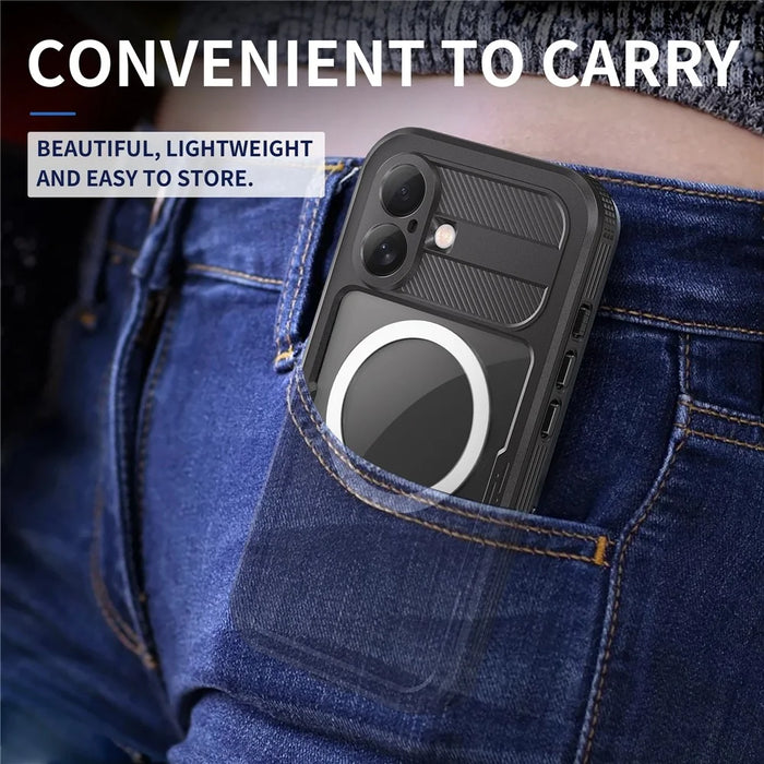 REDPEPPER For iPhone 16 Phone Case Compatible with MagSafe IP68 Waterproof Clear Phone Cover - Black - 6