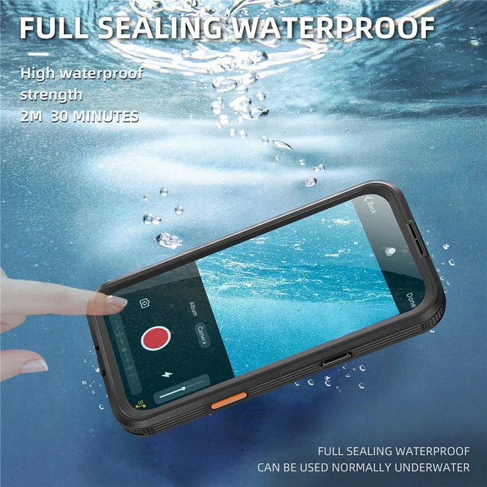 SHELLBOX For iPhone 16 Plus Case Compatible with MagSafe IP68 Waterproof Clear Phone Cover - Black - 3