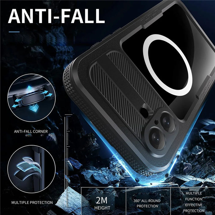 SHELLBOX For iPhone 16 Plus Case Compatible with MagSafe IP68 Waterproof Clear Phone Cover - Black - 5