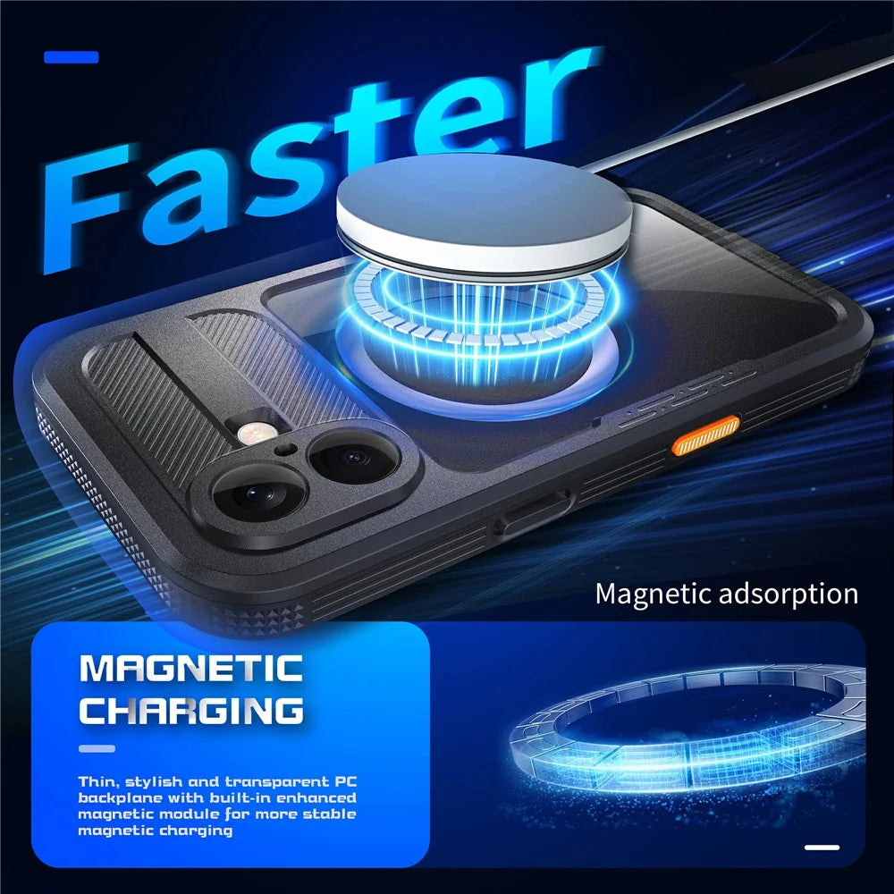 SHELLBOX For iPhone 16 Case Compatible with MagSafe IP68 Waterproof Clear Phone Cover - Black - 4