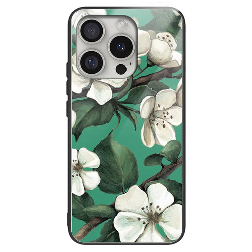 For iPhone 16 Pro Max Shockproof Case Pattern Printing Tempered Glass TPU Phone Cover - Style A - 1