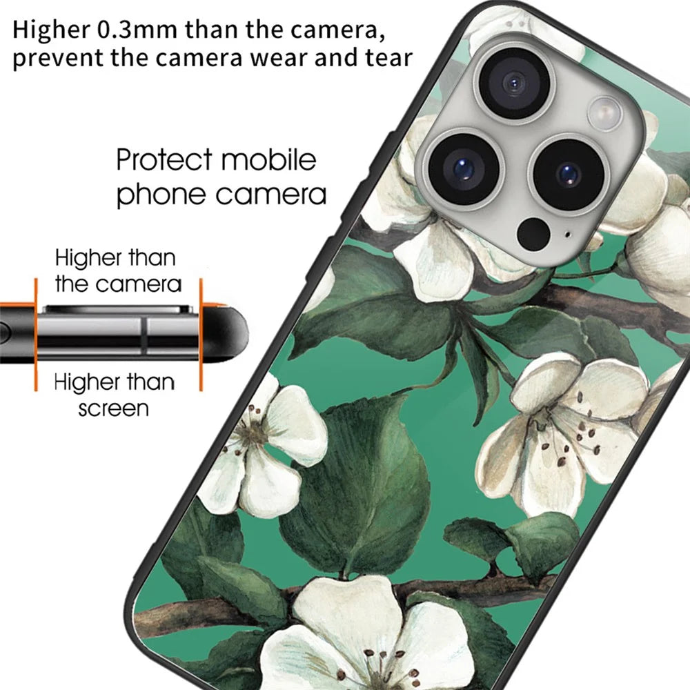 For iPhone 16 Pro Max Shockproof Case Pattern Printing Tempered Glass TPU Phone Cover - Style A - 2