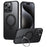 For iPhone 16 Pro Phone Case Kickstand Matte Back Cover Compatible with MagSafe - Black - 1