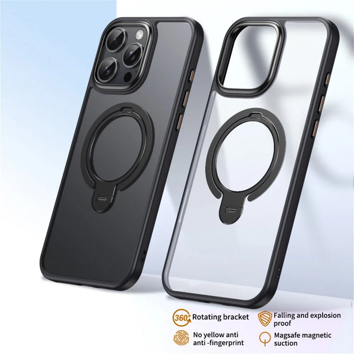 For iPhone 16 Pro Phone Case Kickstand Matte Back Cover Compatible with MagSafe - Black - 2
