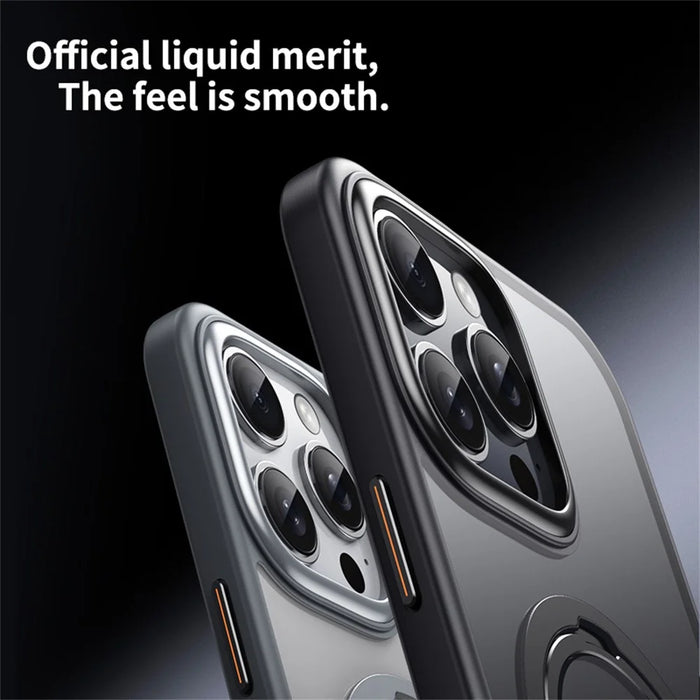 For iPhone 16 Pro Phone Case Kickstand Matte Back Cover Compatible with MagSafe - Black - 4
