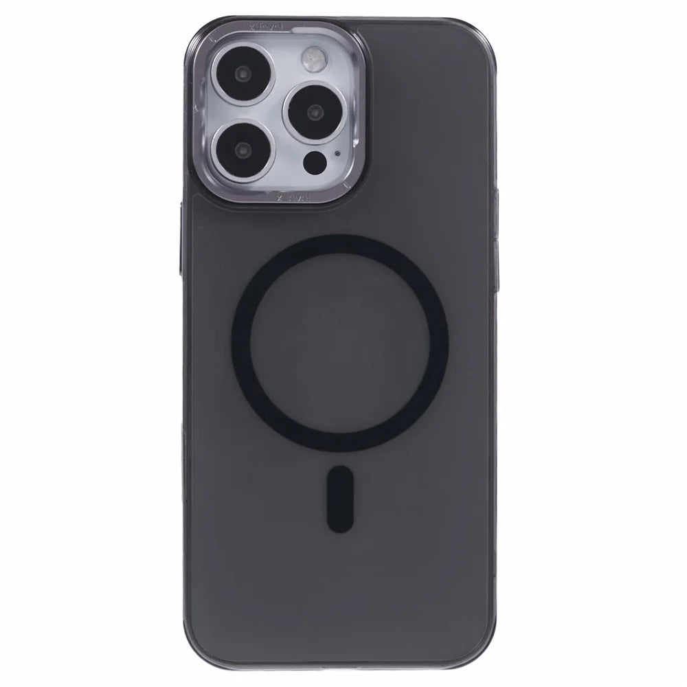 X-LEVEL Misty Series For iPhone 16 Pro Case Compatible with MagSafe Translucent Back PC+Glass Phone Cover - Matte Black - 3