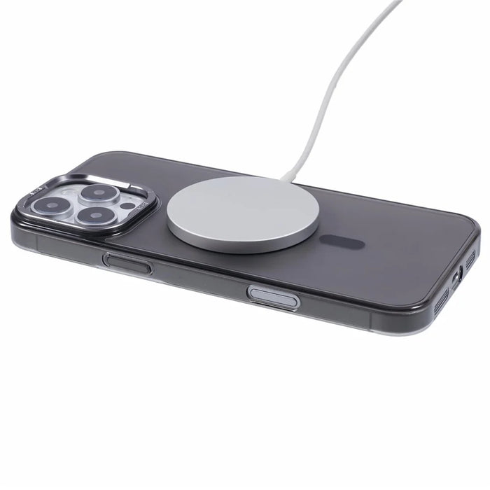 X-LEVEL Misty Series For iPhone 16 Pro Case Compatible with MagSafe Translucent Back PC+Glass Phone Cover - Matte Black - 4