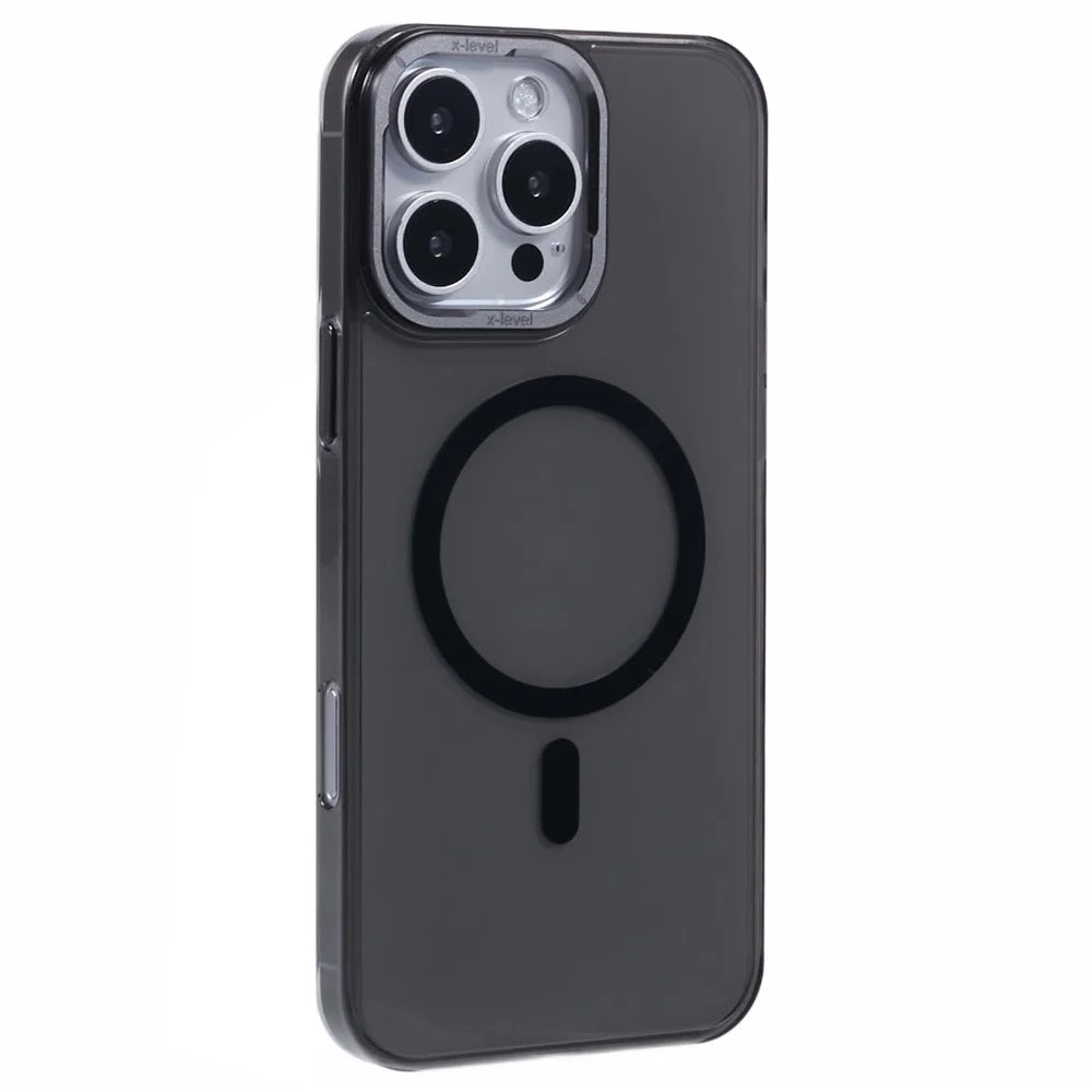 X-LEVEL Clear Series For iPhone 16 Pro Case Compatible with MagSafe PC+Glass Shockproof Cover - Transparent Black - 1