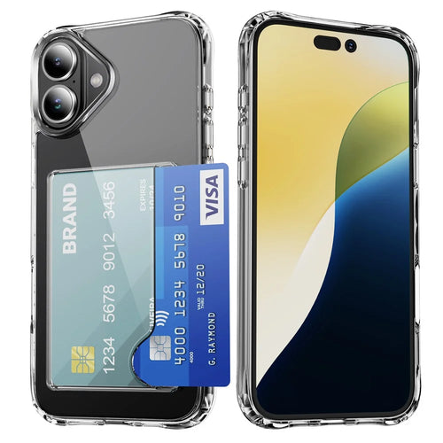 For iPhone 16 Plus TPU Case Shockproof Phone Cover with Card Holder - 1
