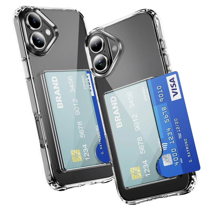 For iPhone 16 Plus TPU Case Shockproof Phone Cover with Card Holder - 3