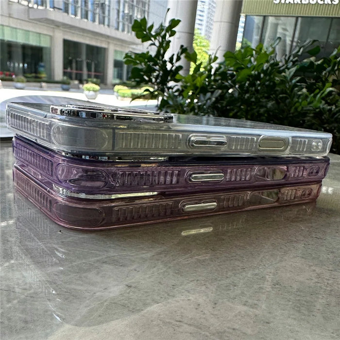 For iPhone 16 Plus Case Tinfoil Texture TPU+PC Anti-Drop Phone Cover - Pink - 3