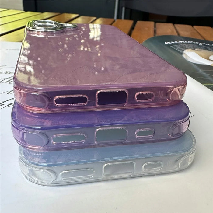 For iPhone 16 Case Anti-Drop TPU+PC Phone Cover Tinfoil Texture - Pink - 5