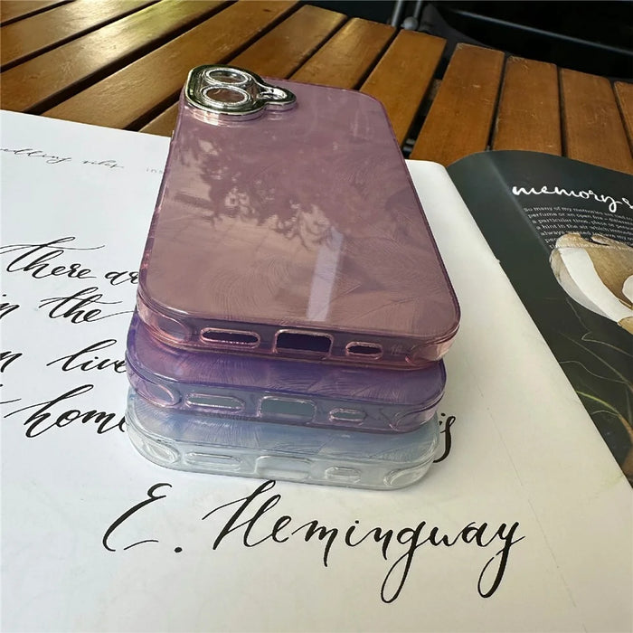 For iPhone 16 Plus Case Feather Pattern TPU+PC Anti-Scratch Phone Cover - Pink - 4