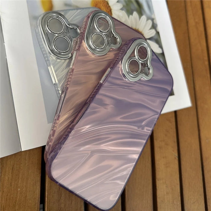 For iPhone 16 Plus Case Water Ripple Pattern Drop-Proof TPU+PC Phone Cover - Purple - 3