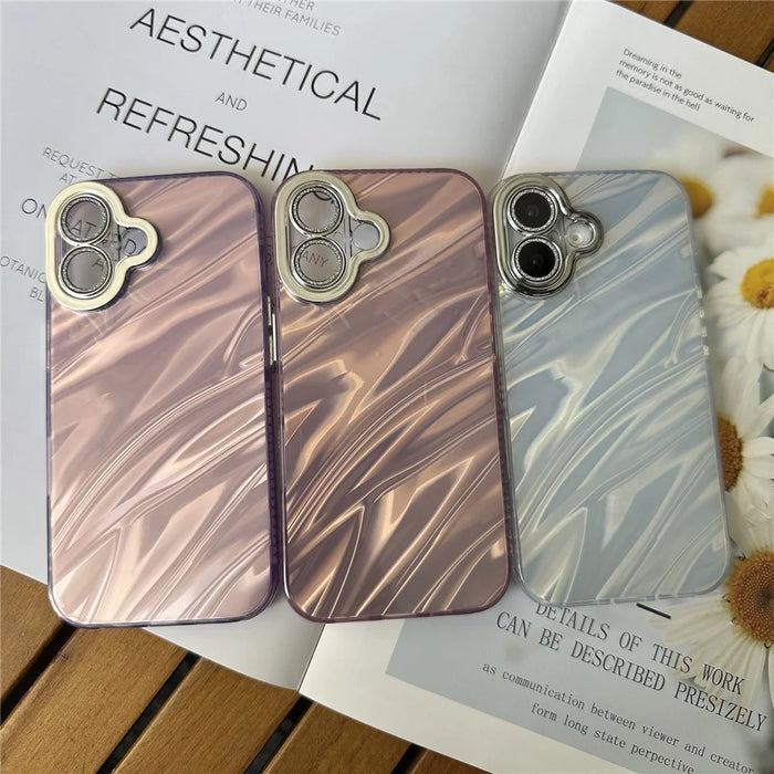 For iPhone 16 Plus Case Water Ripple Pattern Drop-Proof TPU+PC Phone Cover - Purple - 6