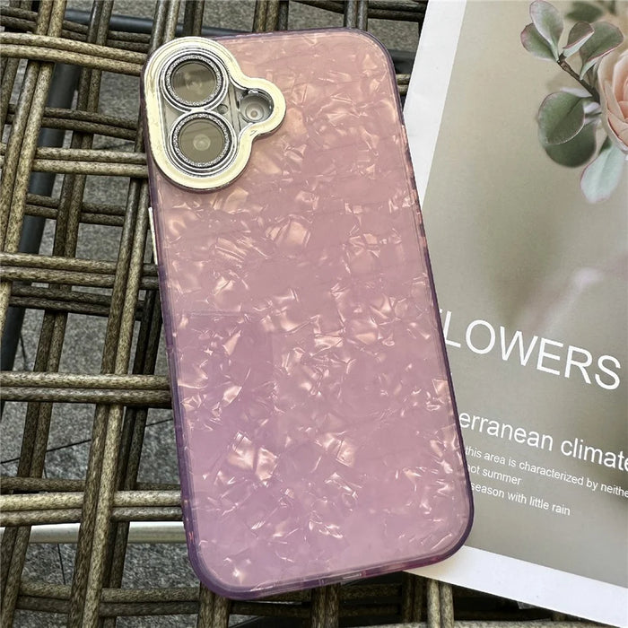 For iPhone 16 Case Anti-Drop TPU+PC Phone Cover Seashell Textured - Pink - 2