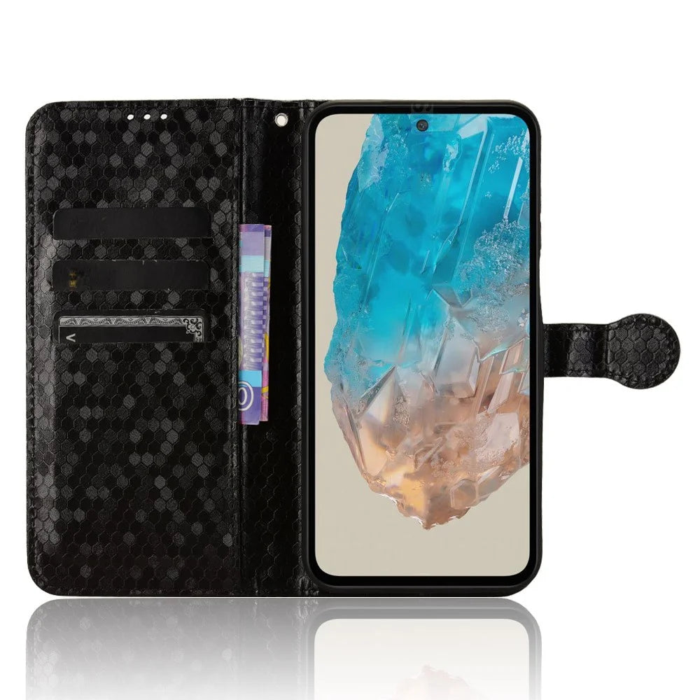 For Samsung Galaxy M35 5G Wallet Case Dot Pattern Imprint PU Leather Phone Cover - Black - 2