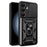 For Samsung Galaxy M35 5G Case with Slide Camera Lid PC+TPU Kickstand Phone Cover - Black - 1