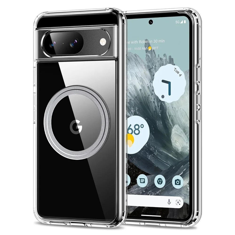 For Google Pixel 9 Pro / Pixel 9 Case Magnetic TPU+PC Transparent Anti-Drop Phone Cover - 1