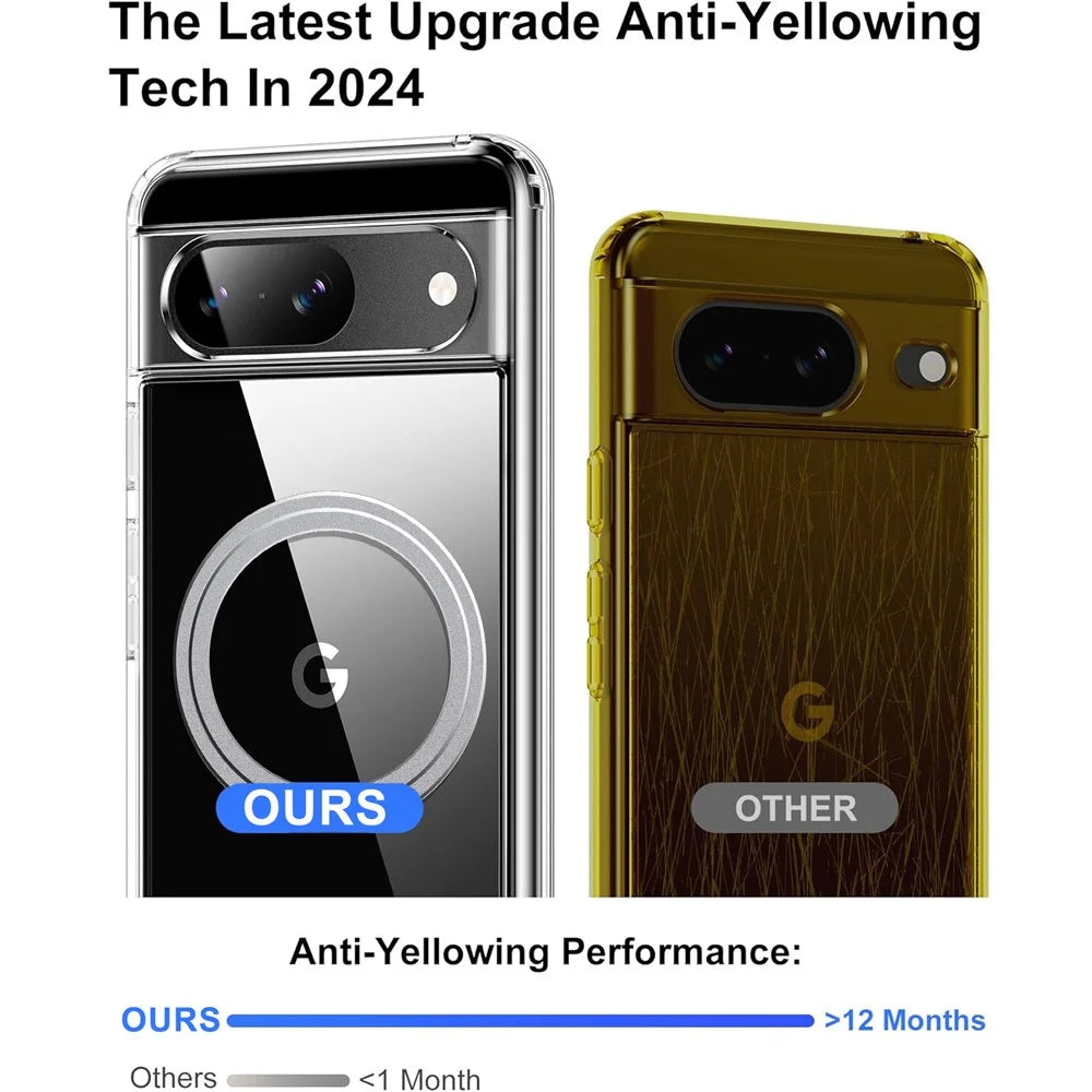 For Google Pixel 9 Pro / Pixel 9 Case Magnetic TPU+PC Transparent Anti-Drop Phone Cover - 4