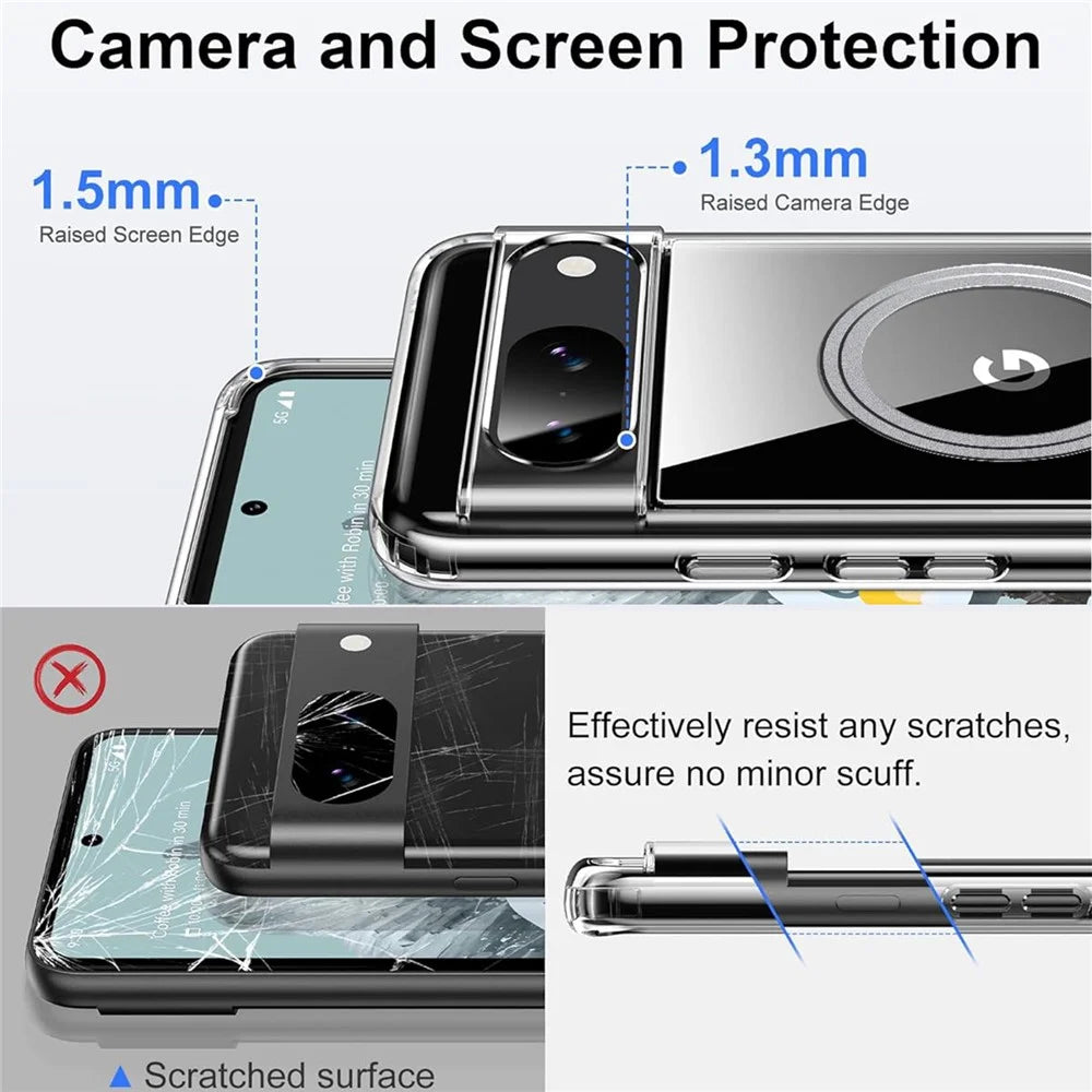 For Google Pixel 9 Pro / Pixel 9 Case Magnetic TPU+PC Transparent Anti-Drop Phone Cover - 5