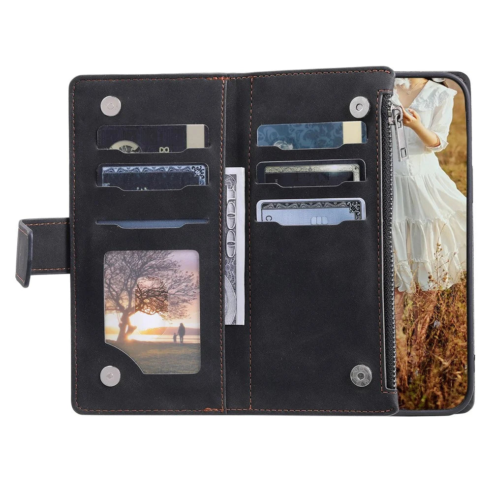 Style 005 For Samsung Galaxy A16 5G / A16 4G Wallet Case Rhombus Stitching Line PU Leather Phone Cover - Black - 2