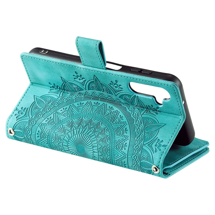 Style 006 For Samsung Galaxy A16 5G / A16 4G Wallet Case PU Leather Phone Cover Mandala Flower Pattern - Green - 3