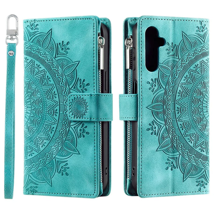 Style 006 For Samsung Galaxy A16 5G / A16 4G Wallet Case PU Leather Phone Cover Mandala Flower Pattern - Green - 7
