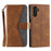 For Samsung Galaxy A16 5G / A16 4G Leather Case Splicing Stitching Wallet Stand Phone Cover with Strap - Brown - 1
