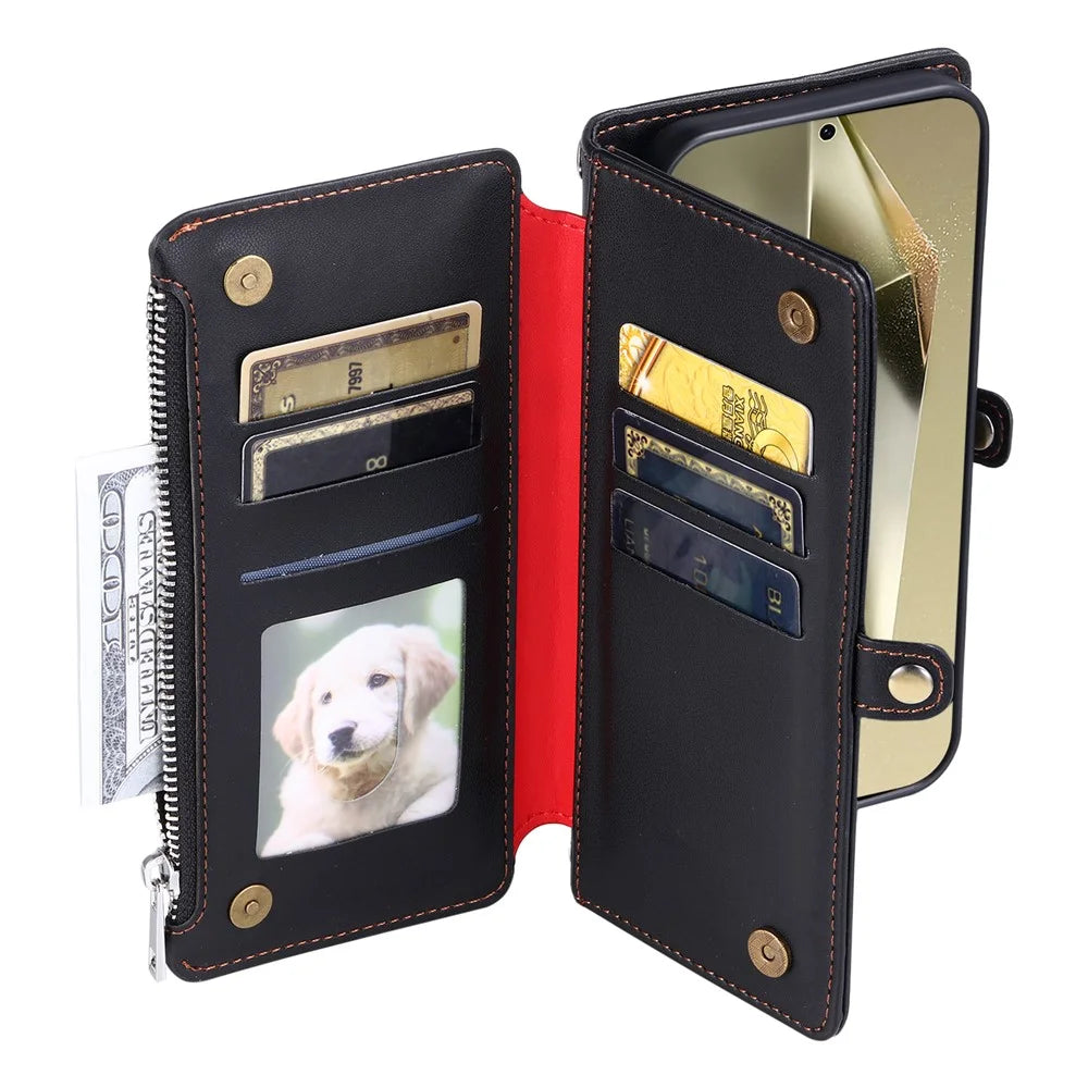 015 Style For Samsung Galaxy A16 5G / A16 4G Case TPU+PU Leather Wallet Phone Cover with Straps - Black - 3