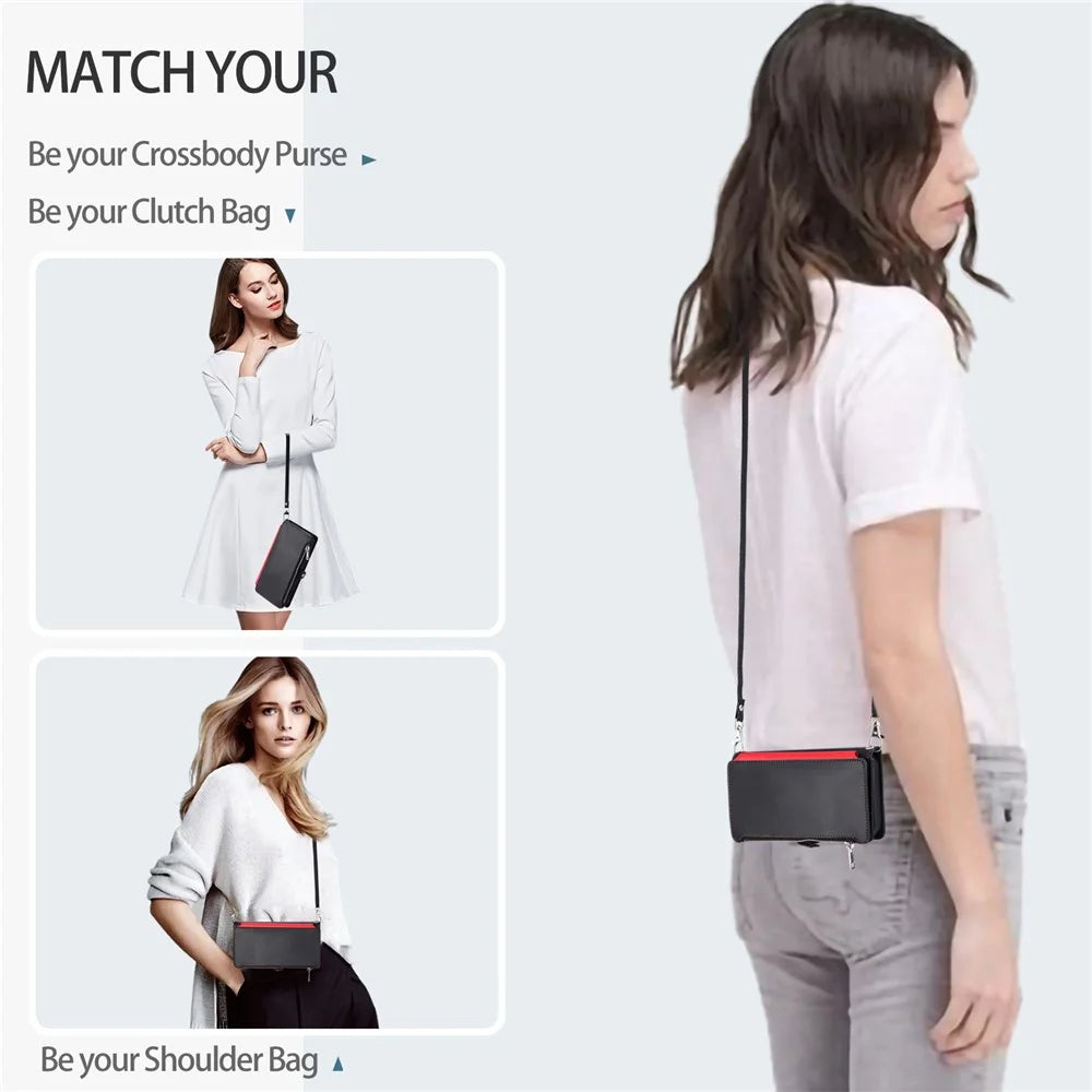 015 Style For Samsung Galaxy A16 5G / A16 4G Case TPU+PU Leather Wallet Phone Cover with Straps - Black - 6