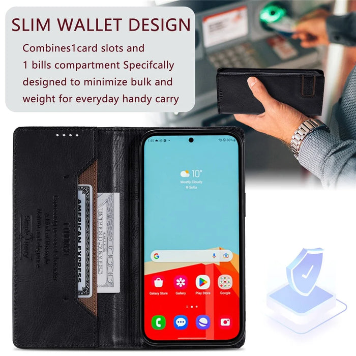 TTUDRCH Style 007 For Samsung Galaxy A16 5G / A16 4G Leather Case RFID Blocking Wallet Stand Phone Cover - Black - 3