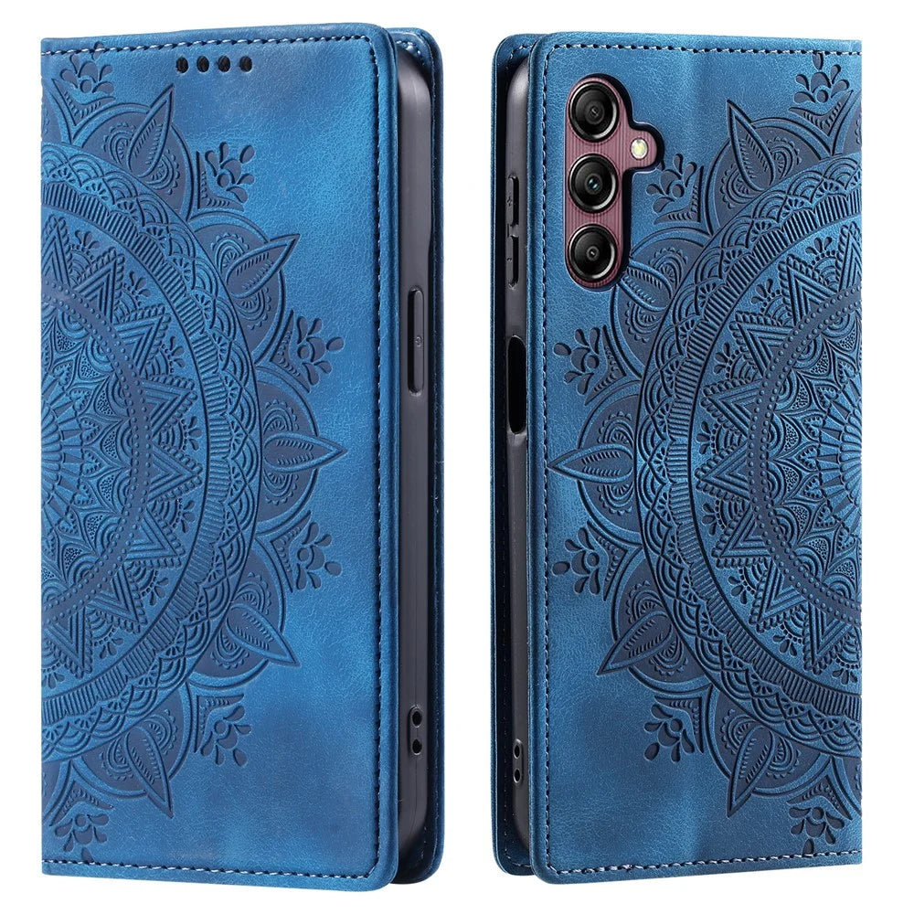 Style 010 For Samsung Galaxy A16 5G / A16 4G Case Mandala Pattern Magnetic Closing Leather Phone Cover - Blue - 1