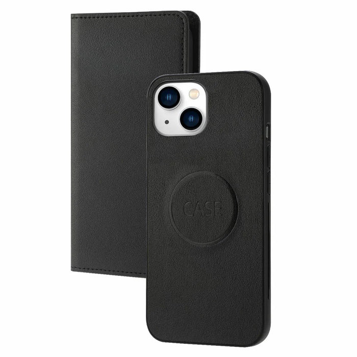 For iPhone 14 Ultra-thin Detachable Drop-proof Magnetic Clasp Leather Wallet Phone Case Shell - Black - 1