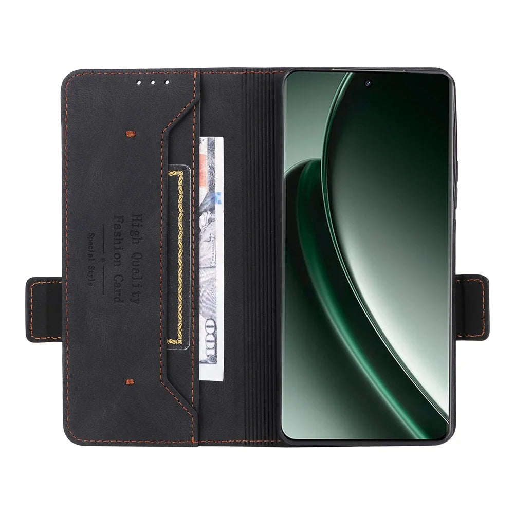 For Realme GT 6 5G / GT 6T 5G / GT Neo6 5G / GT Neo6 SE 5G Case Leather Wallet Hardware Decor Phone Cover - Black - 2