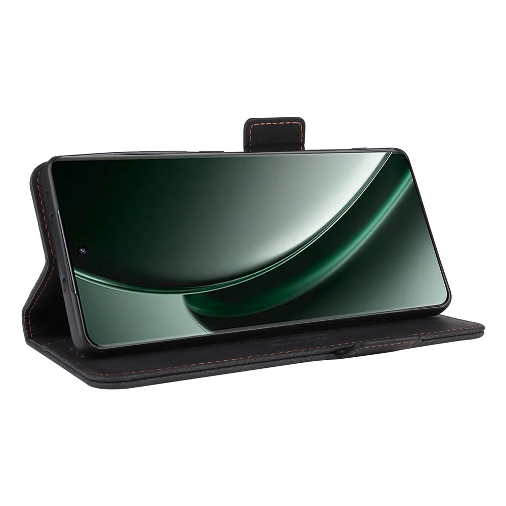 For Realme GT 6 5G / GT 6T 5G / GT Neo6 5G / GT Neo6 SE 5G Case Leather Wallet Hardware Decor Phone Cover - Black - 3
