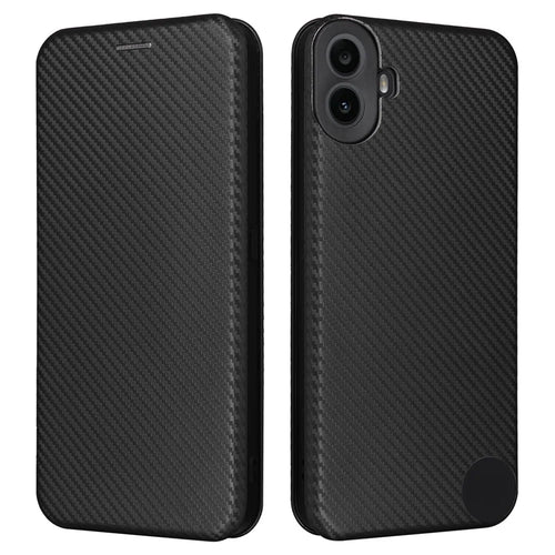 For Nothing CMF Phone 1 Case Carbon Fiber Texture Drop-Proof PU Leather Phone Cover - Black - 1